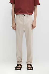 Cotton blend slim fit pants