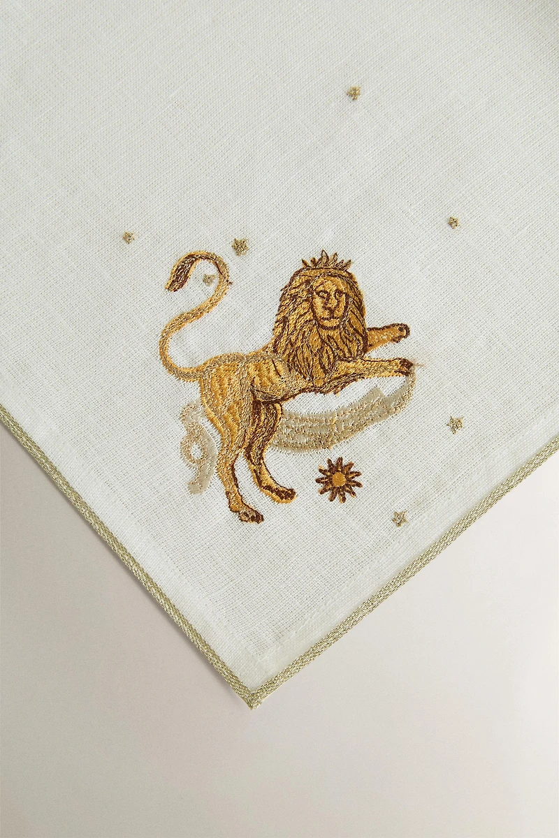 EMBROIDERED LEO LINEN NAPKIN | MARISA BERENSON