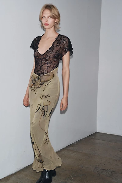 ROBE IMPRIMÉE DENTELLE FANTAISIE