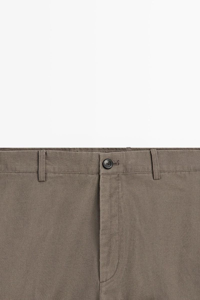 Cotton and linen tapered fit trousers
