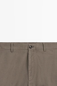 Cotton and linen tapered fit trousers