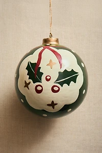 PAPER HOLLY BALL CHRISTMAS TREE ORNAMENT