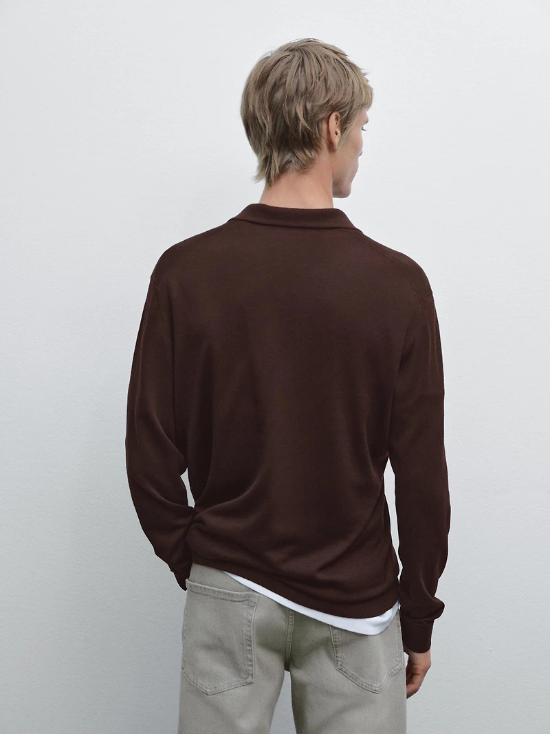 Knit sweater with a polo collar