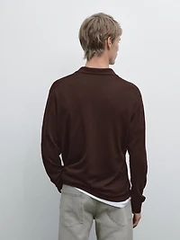 Knit sweater with a polo collar