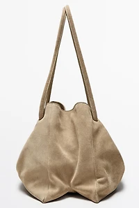 Sac froncé en croûte de cuir