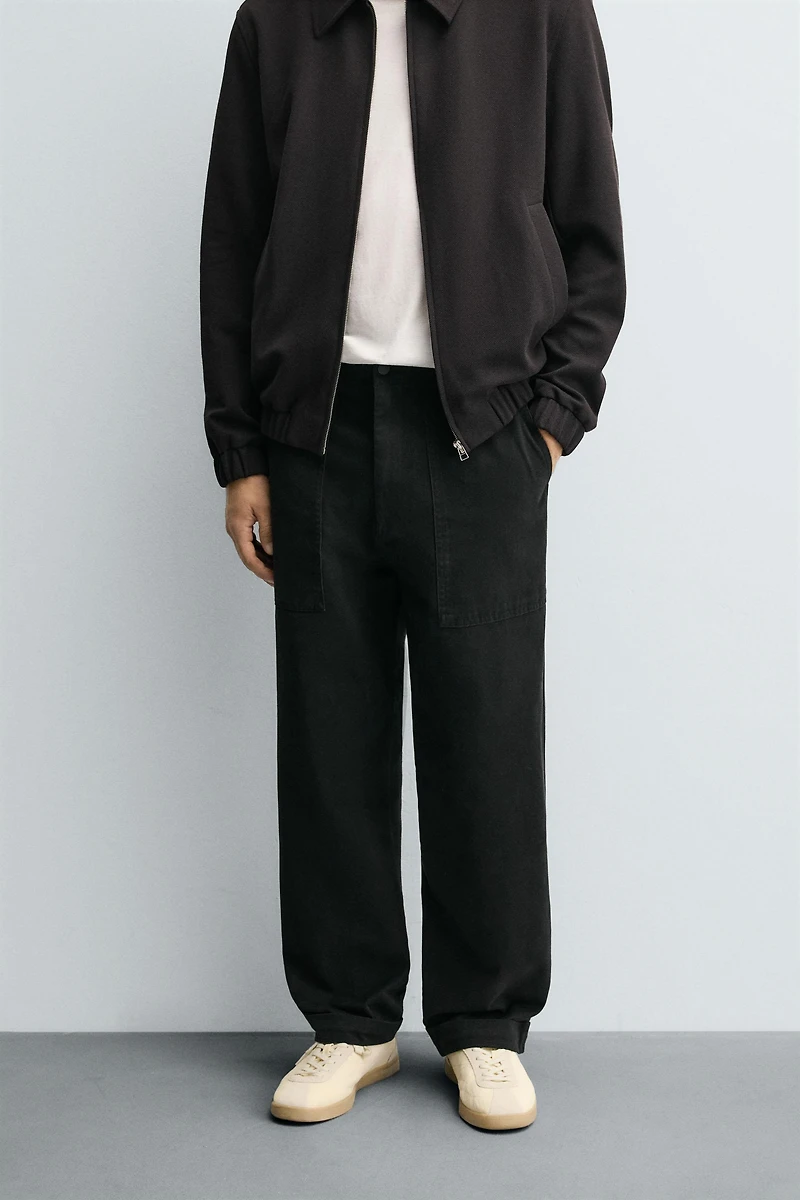 STRAIGHT FIT TWILL PANTS