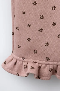 PRINTED PLUSH RUFFLE PANTS