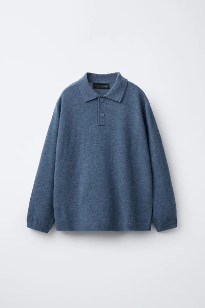 100% WOOL KNIT POLO SHIRT