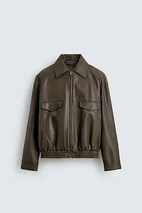 FAUX LEATHER BOMBER JACKET