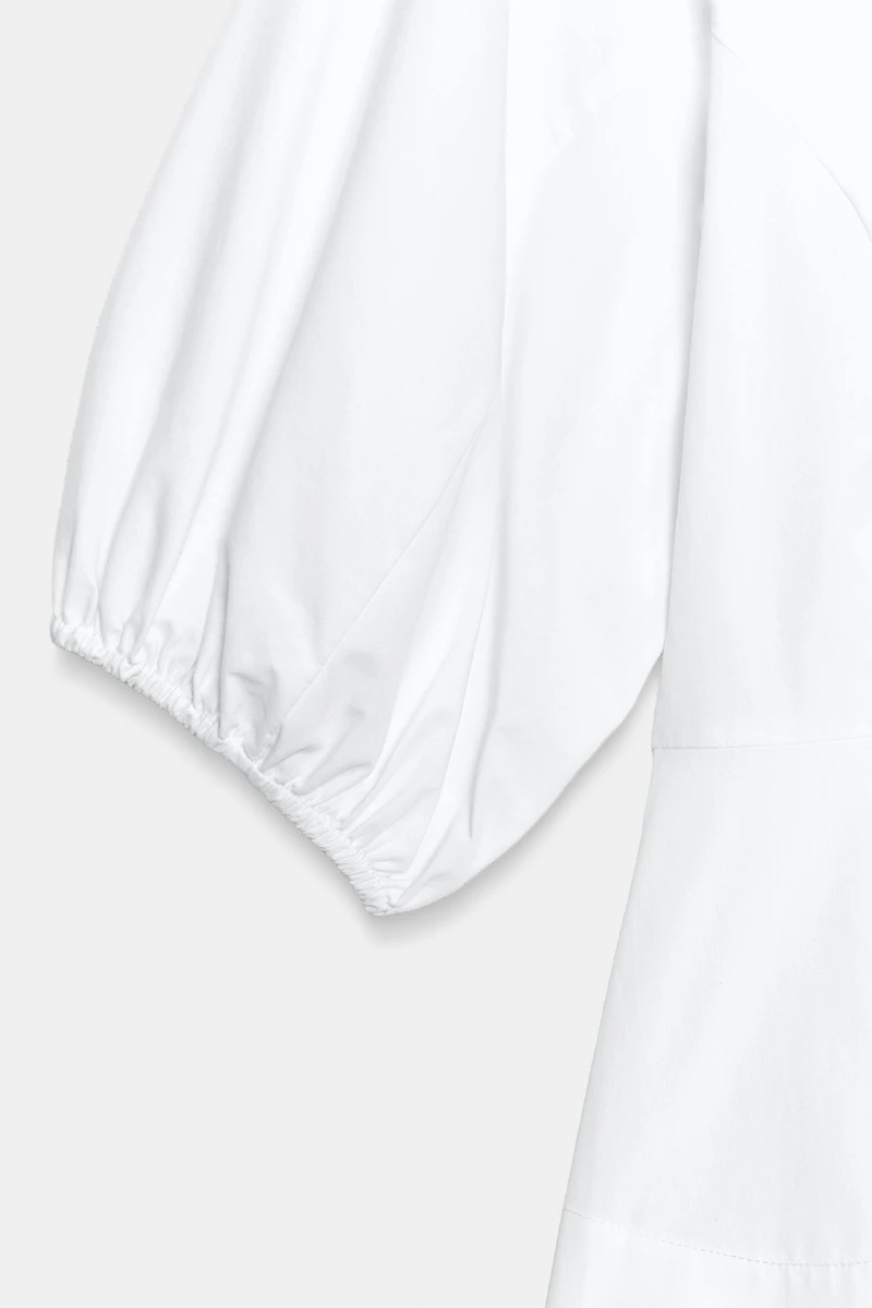 PEPLUM SHIRT WITH PUFF SLEEVES