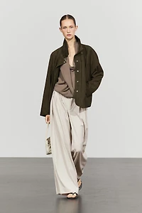 High-neck faux suede jacket