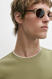 100% cotton layered collar T-shirt