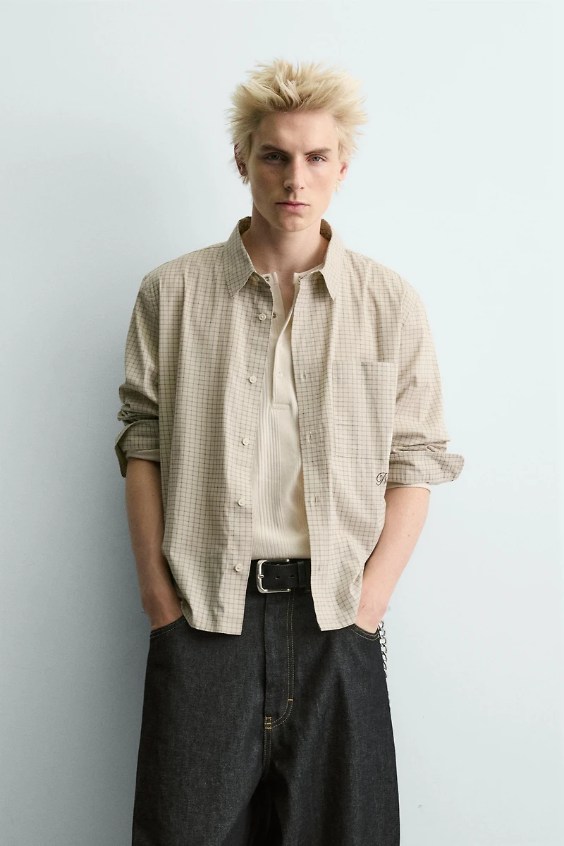 CUPID PRINT PLAID SHIRT