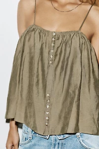 FLOWY STRAPPY BUTTON-UP TOP