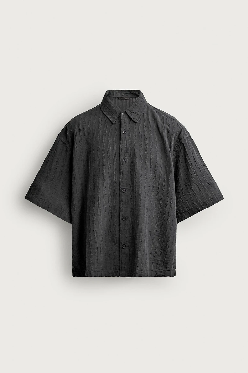 BOXY FIT STRIPED JACQUARD SHIRT