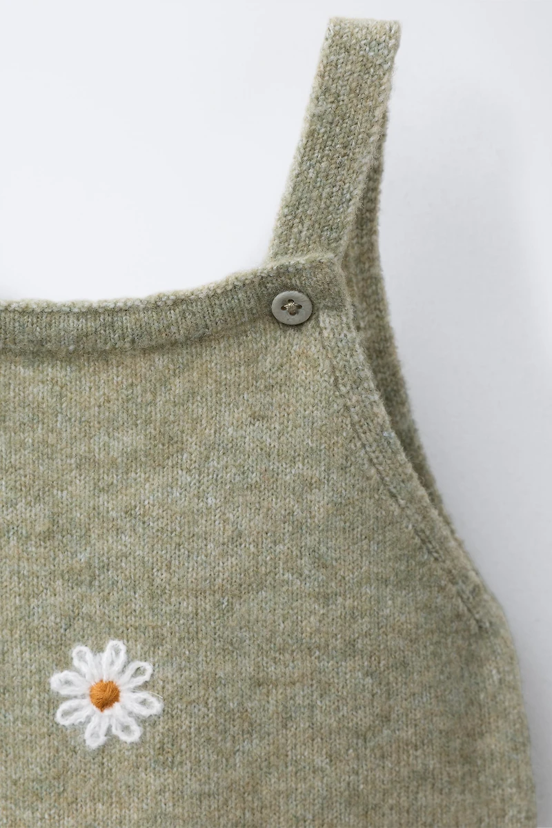 DAISY EMBROIDERED LONG OVERALLS