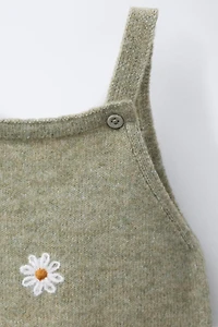 DAISY EMBROIDERED LONG OVERALLS