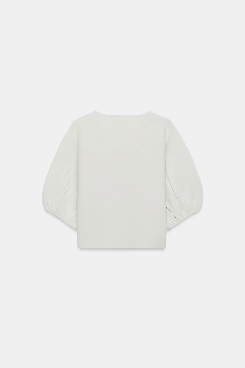 PUFF SLEEVE KNIT CARDIGAN