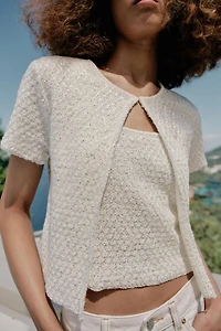 METALLIC THREAD SEQUIN CARDIGAN