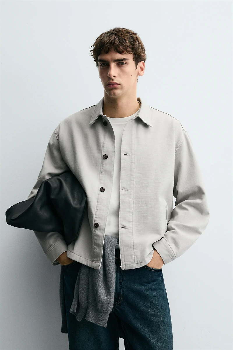 HERRINGBONE BOXY FIT OVERSHIRT