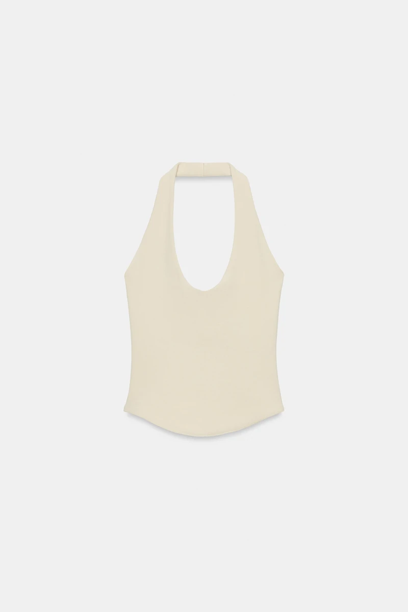ROUNDED HEM HALTER TOP