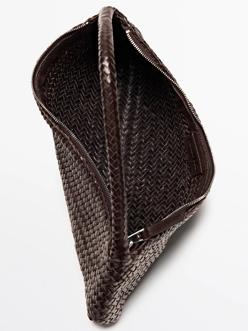 Nappa leather woven croissant bag