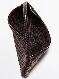Nappa leather woven croissant bag