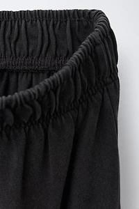 WASHED EFFECT WIDE LEG CARGO PANTS