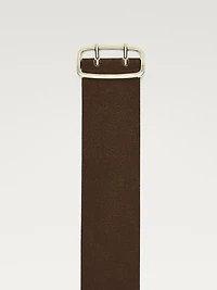 Split suede belt with rectangular buckle