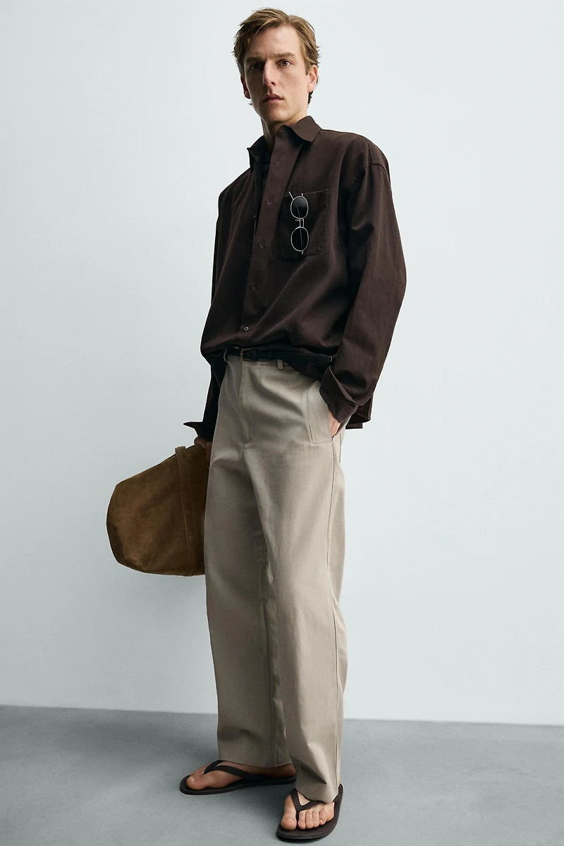 PANTALON RELAXED FIT COTON ET LIN