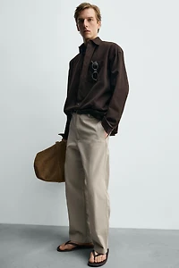 PANTALON RELAXED FIT COTON ET LIN