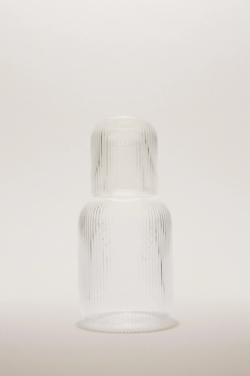STRIPED BOROSILICATE GLASS NIGHT SET (SET OF 2)