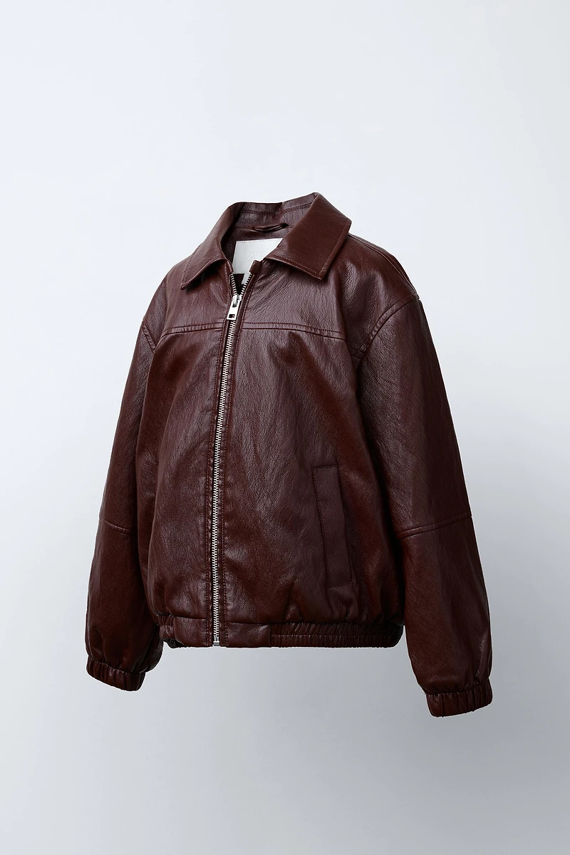 BLOUSON BOMBER EN MATIÈRE SYNTHÉTIQUE