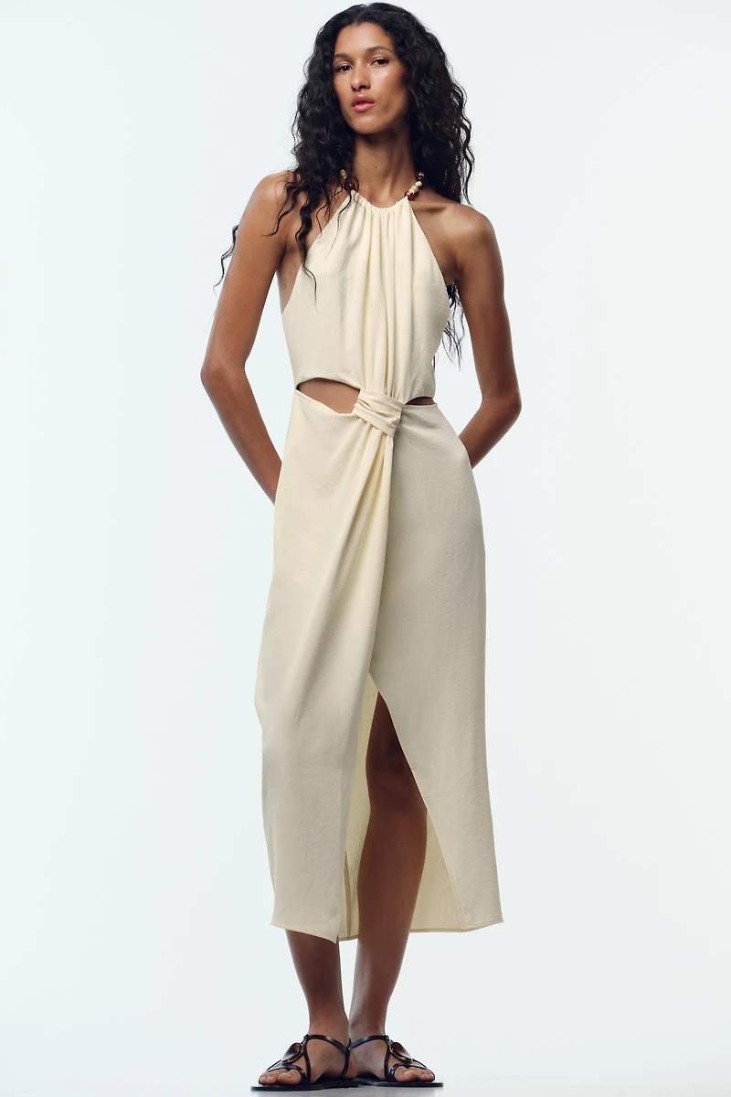 ROBE MIDI AJOURÉE NŒUD
