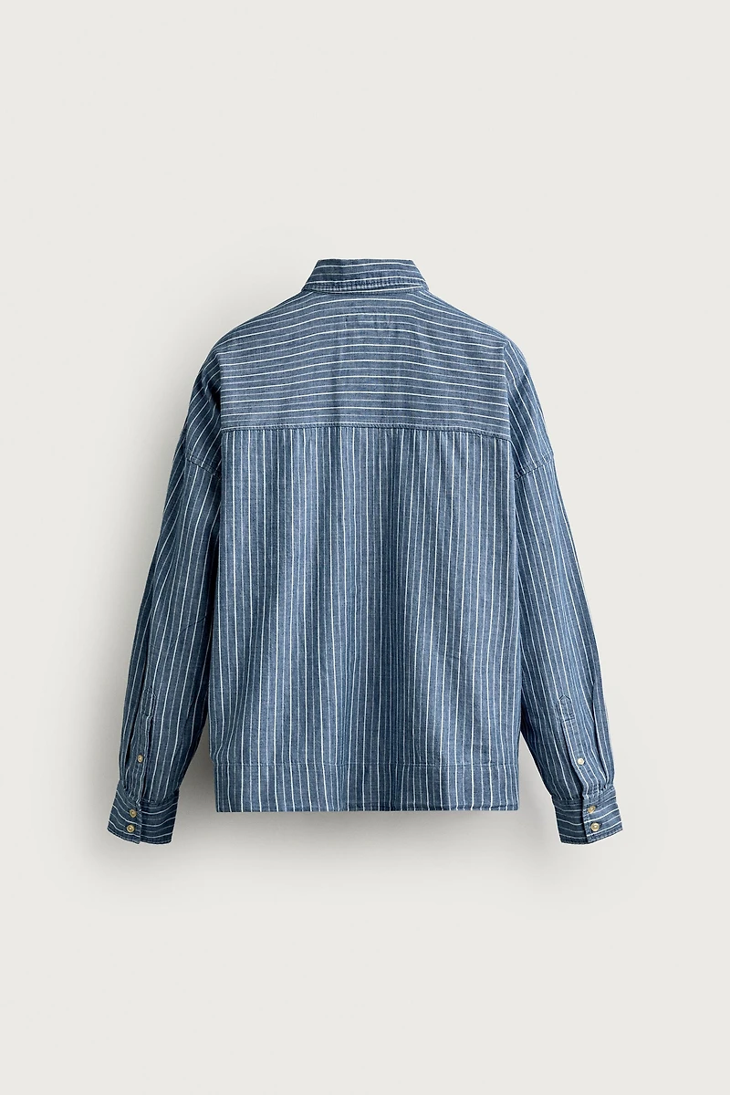 CHEMISE POLO EN DENIM LÉGER À RAYURES