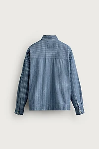 CHEMISE POLO EN DENIM LÉGER À RAYURES