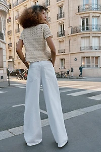 SHORT SLEEVE POINTELLE CARDIGAN