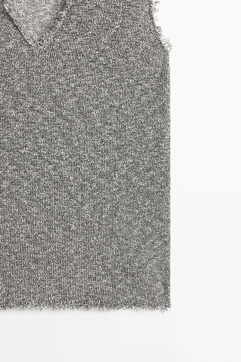 Flecked-effect V-neck top