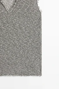 Flecked-effect V-neck top