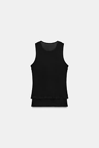 FAUX DOUBLE SLEEVELESS T-SHIRT