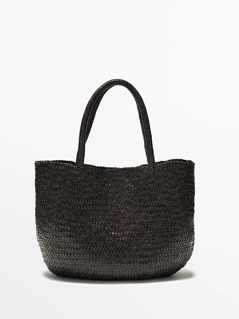 Braided nappa leather tote bag