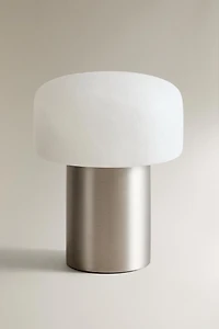 CORDLESS ALABASTER AND METAL TABLE LAMP
