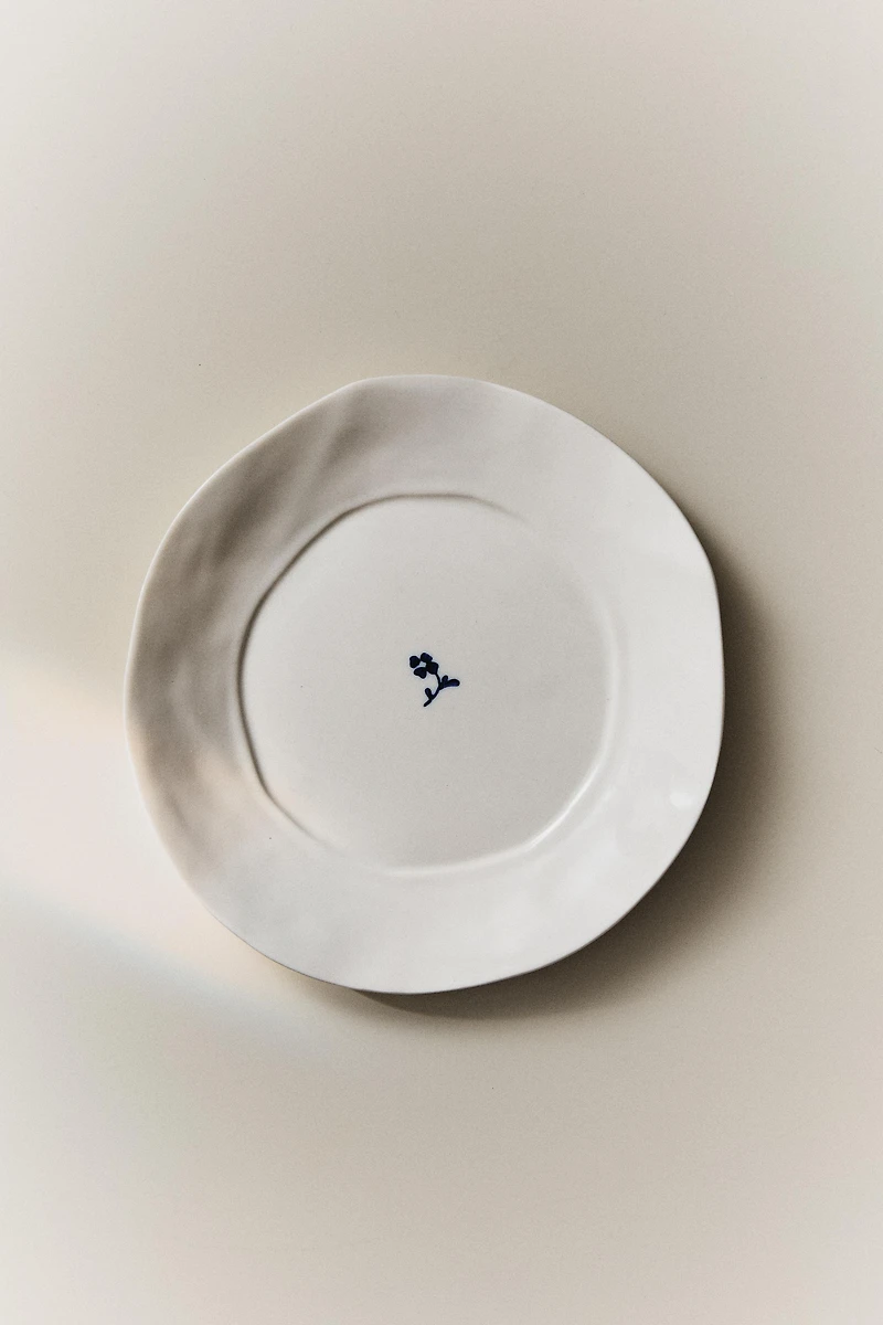 PORCELAIN DESSERT PLATE WITH FLORAL PRINT