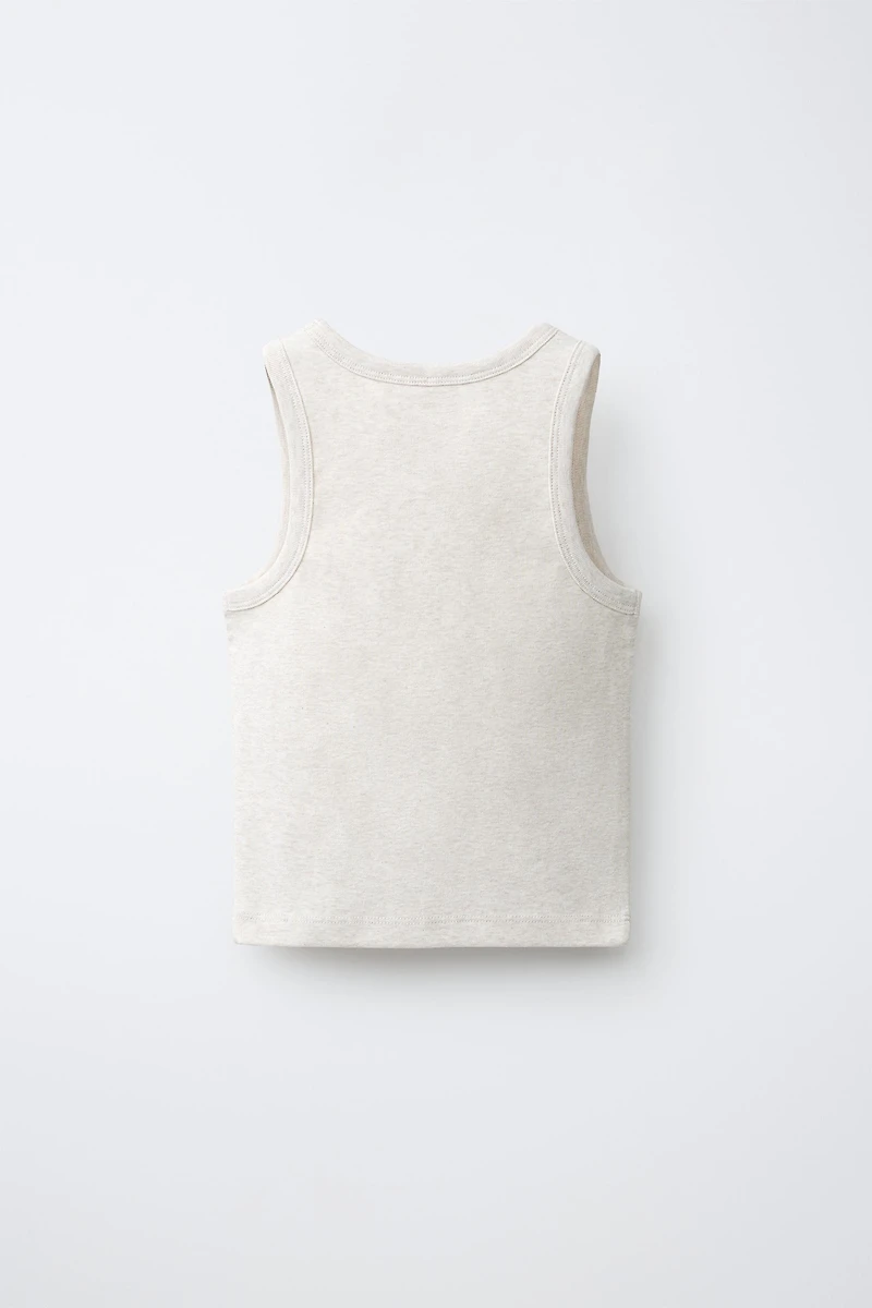 HEATHERED RIBBED TANK TOP