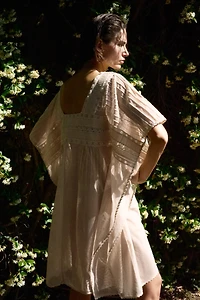 PLEATED LACE KAFTAN DRESS
