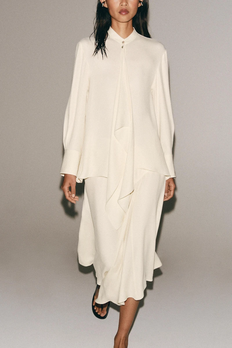 ZW COLLECTION TIED PLEATED BLOUSE
