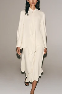 ZW COLLECTION TIED PLEATED BLOUSE