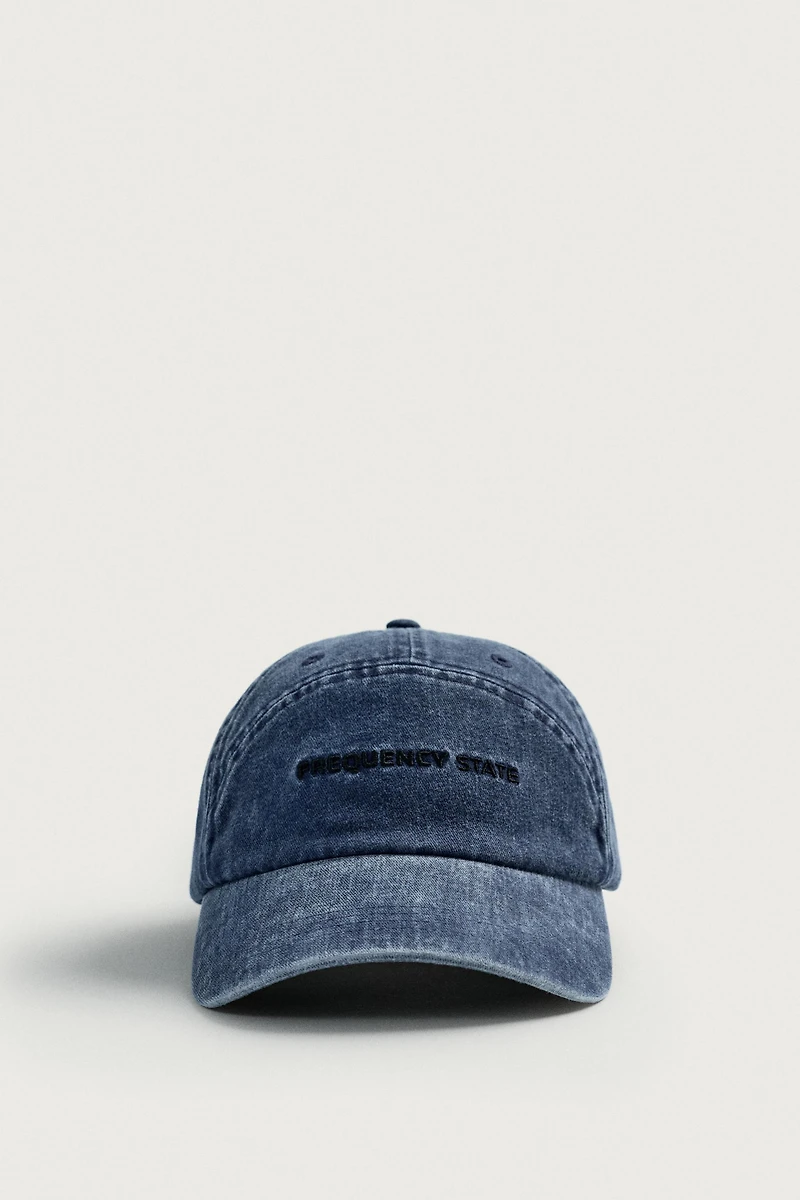 WASHED EMBROIDERED TEXT CAP