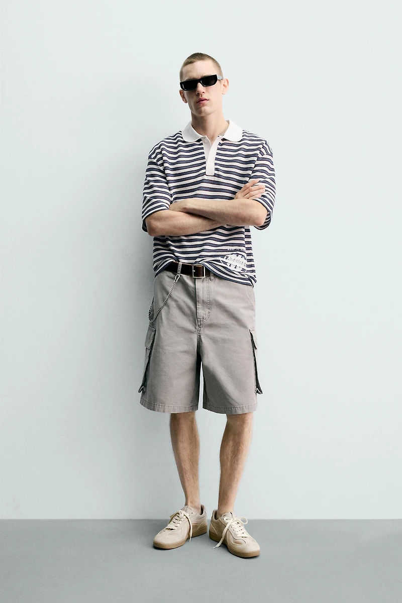 EMBROIDERED STRIPED JACQUARD POLO