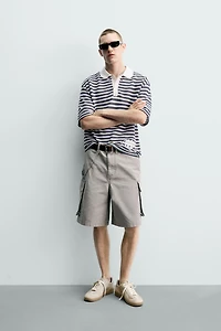 EMBROIDERED STRIPED JACQUARD POLO
